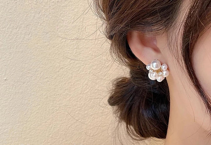 Romantic Fireworks Pearl Stud Earrings - Divawearfashion