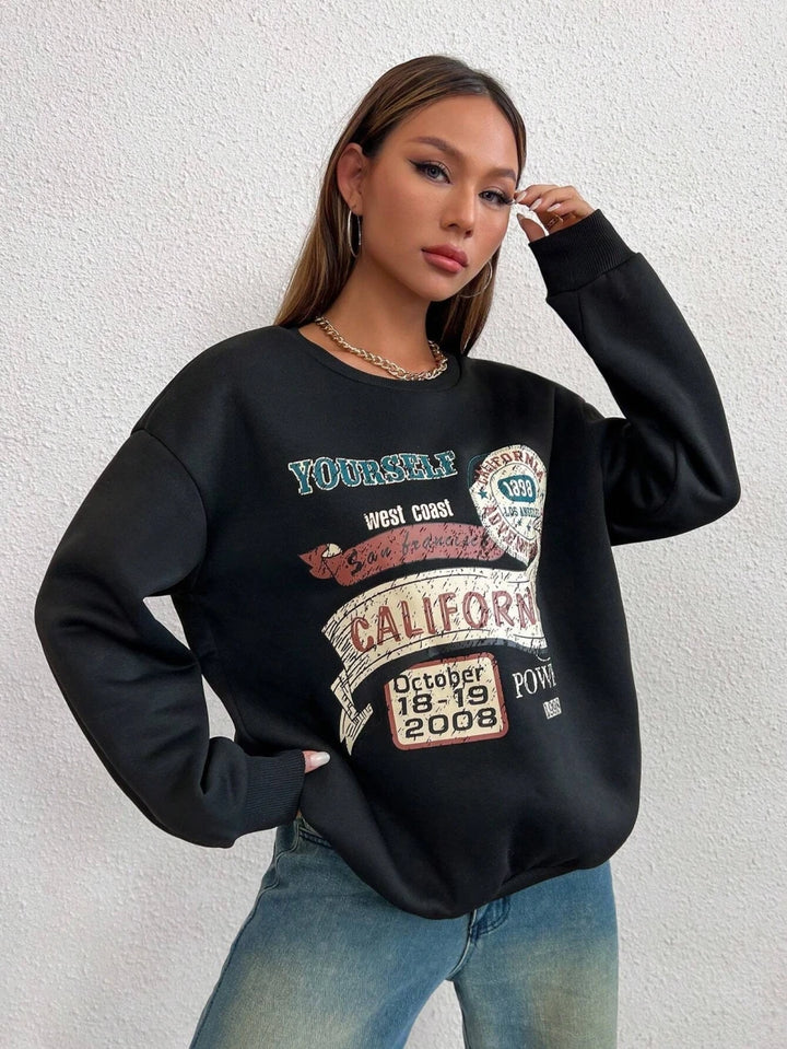 California Yourself Letter Printed Women Sweatshirt 