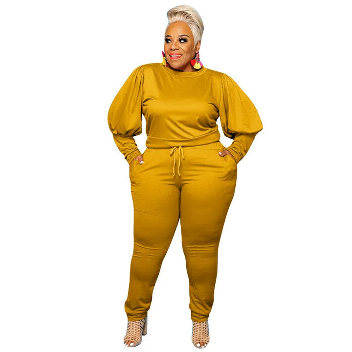 Plus Size 2 PC Stretch Top & Sweatpants suit