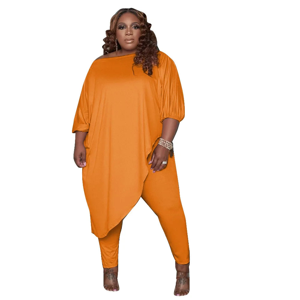 Plus Size 2 PC Long Top & Pant Set