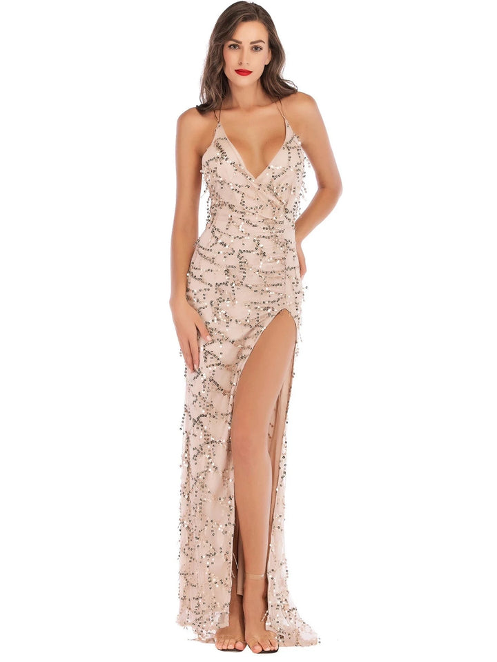Sequins Luxury Bandage Long Dress - Divawearfashion