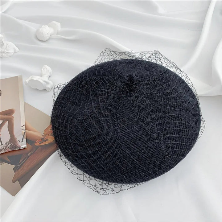 Vintage Mesh Beret Hat - Divawearfashion