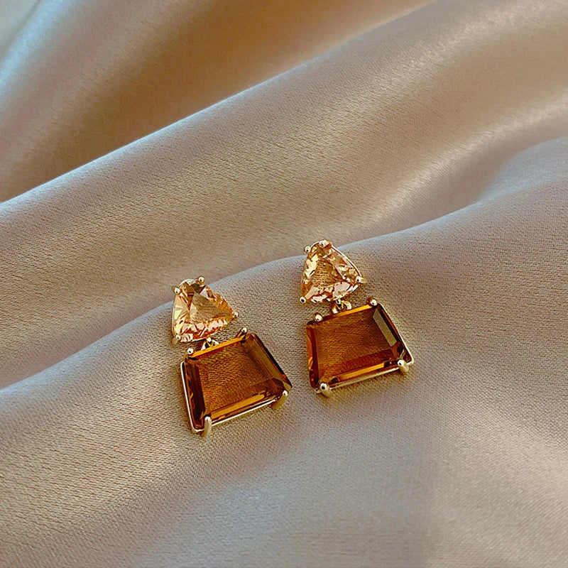 Vintage Resin Geometric Drop Earrings - Divawearfashion