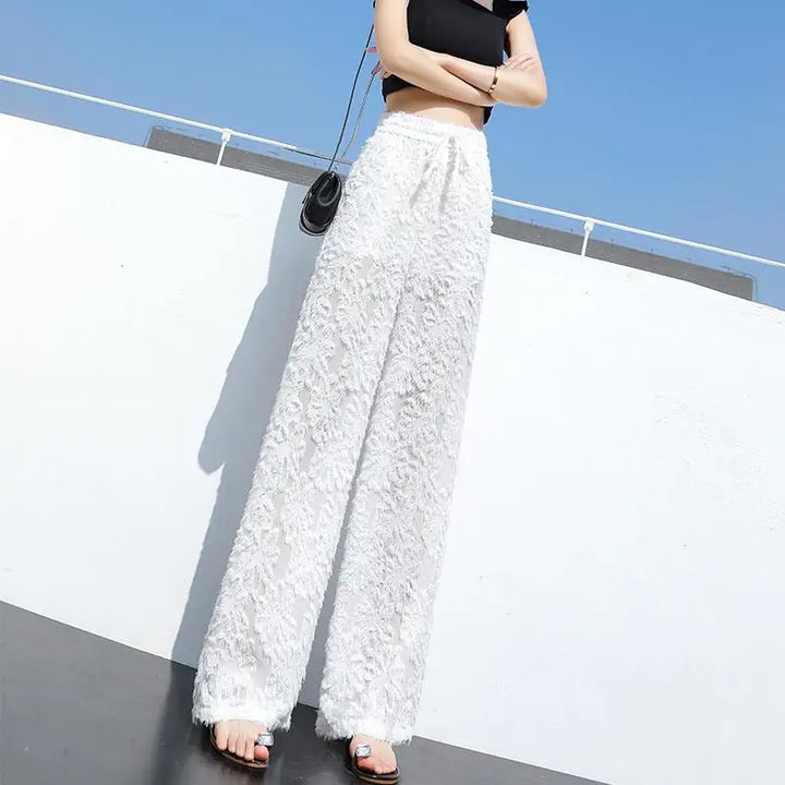 Casual Elastic Waist Loose Wide Leg Pants 