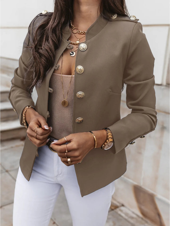 Casual O-neck Long Sleeve Blazer - Divawearfashion