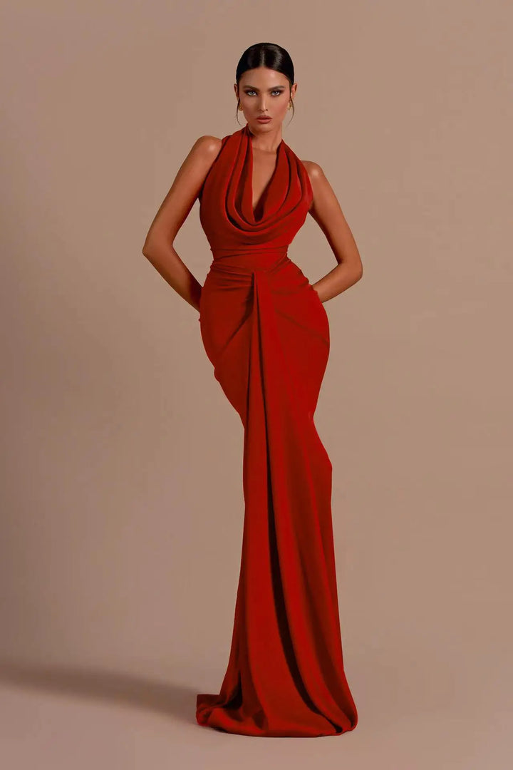 Sexy Backless Satin Long Maxi Dress 