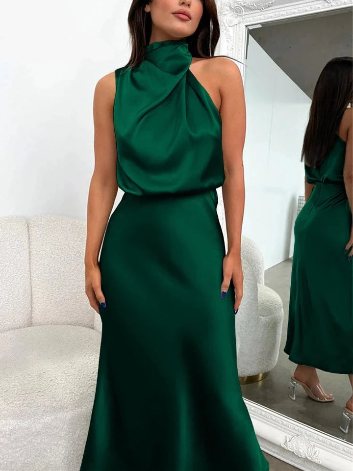 Satin Silk Bodycon Elegant Maxi Dresses - Divawearfashion