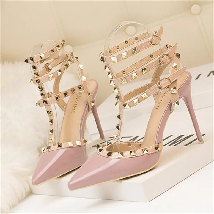 Rivet High Heels Sexy Pumps - Divawearfashion