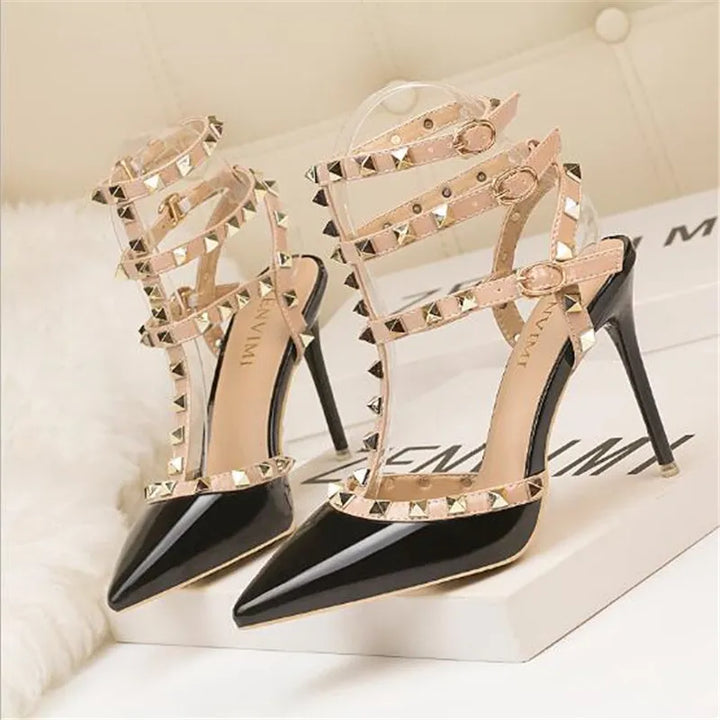 Rivet High Heels Sexy Pumps - Divawearfashion