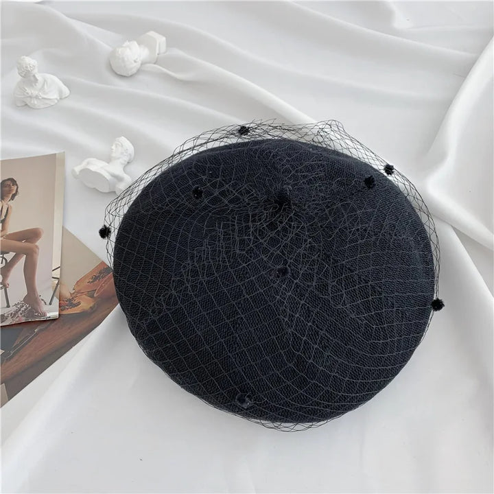 Vintage Mesh Beret Hat - Divawearfashion