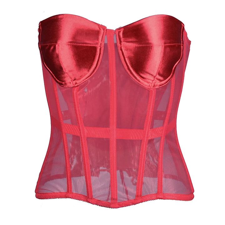 High End Transparent Tight Corset Bustier With Bra - Divawearfashion