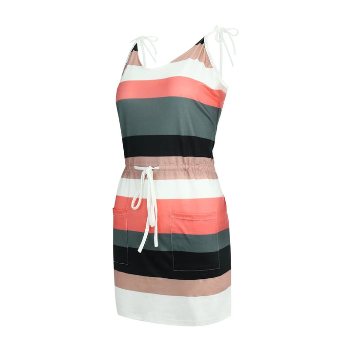 Sleeveless Ruched Drawstring Dress - Divawearfashion