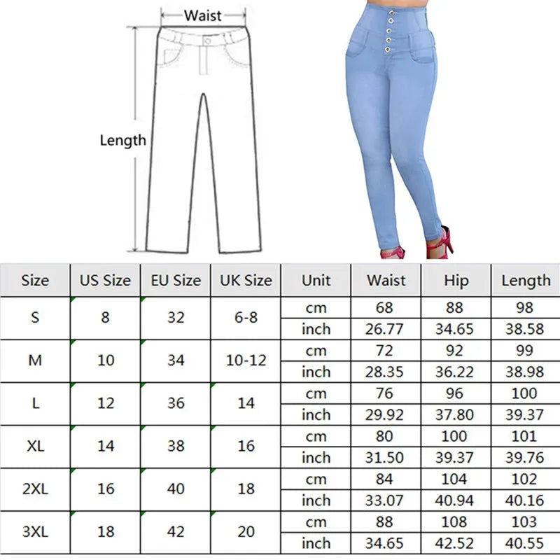 High Waist Slim Elastic Stretch Jeans. Available in Plus Size - Divawearfashion