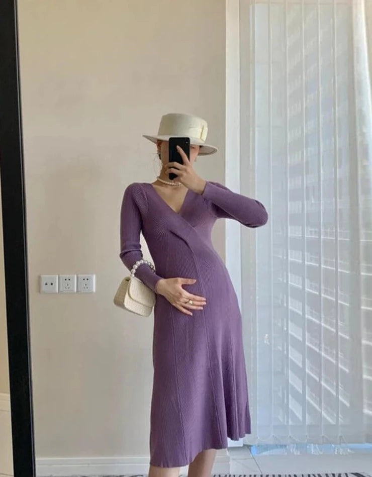 Sweaters Knitted Pregnant Woman Dress - Divawearfashion