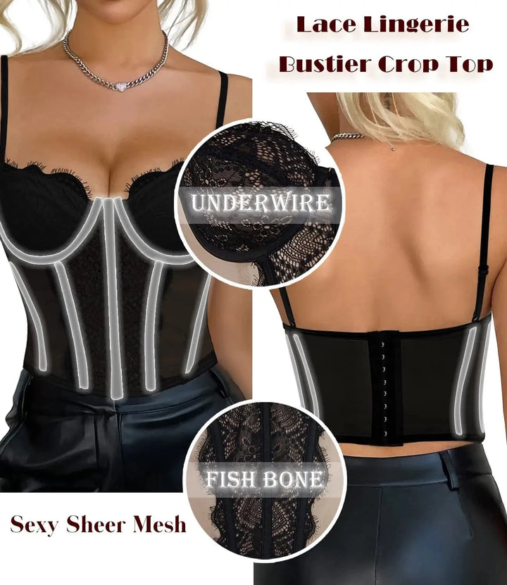 Summer Mesh Sexy Lace Bustier Top - Divawearfashion