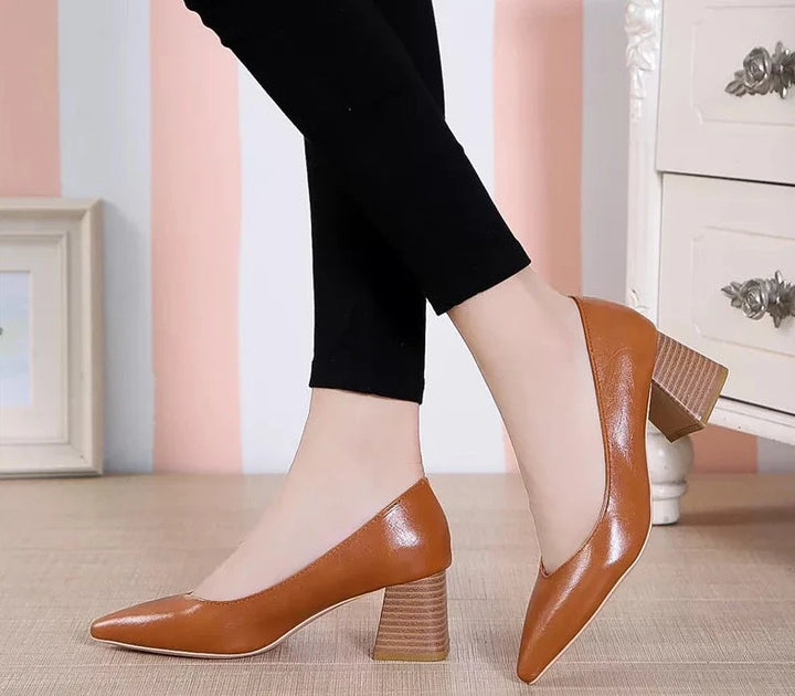 Pointed Thick Heel European Style - Divawearfashion