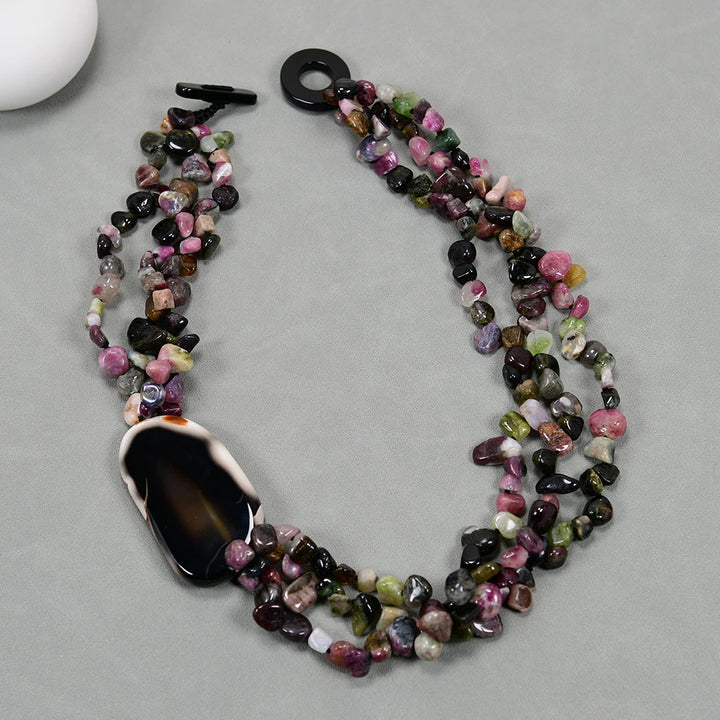 Handmade Mix Color Tourmaline Agate Necklace  - Divawearfashion