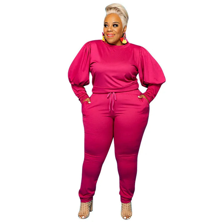 Plus Size 2 PC Stretch Top & Sweatpants suit