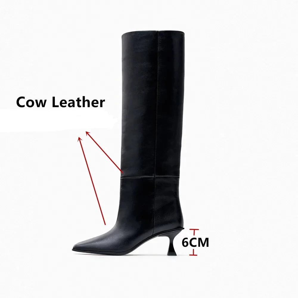 High Heels Genuine Leather Boots - Divawearfashion