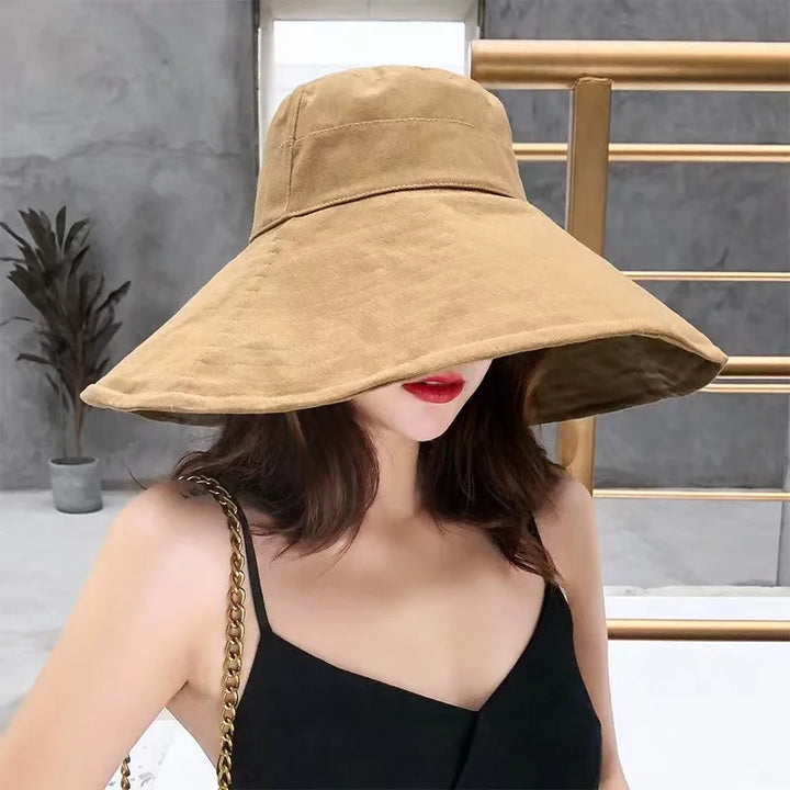 Foldable Cotton Linen Beach Hat - Divawearfashion