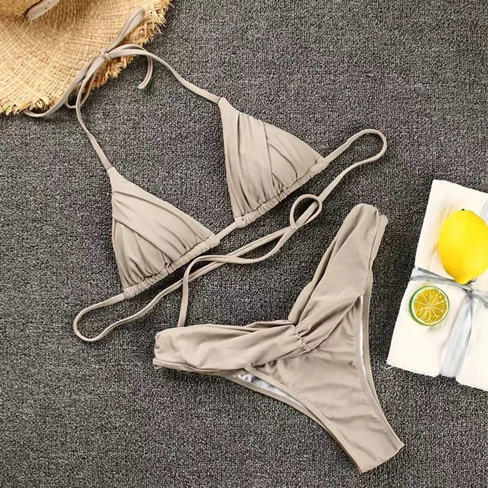 Micro Halter Brazilian Bikini Set - Divawearfashion