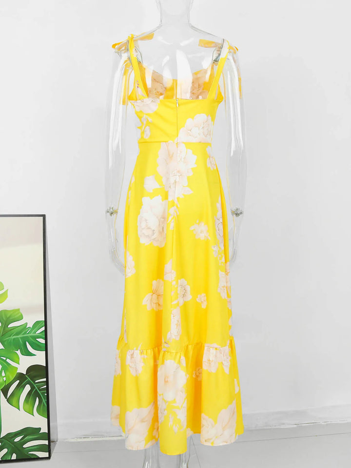 Floral Printed Sleeveless Long Summer Dress - Divawearfashion