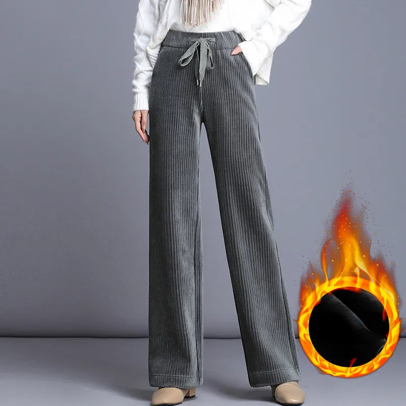 Corduroy High Waist Wide Leg Pants - Divawearfashion