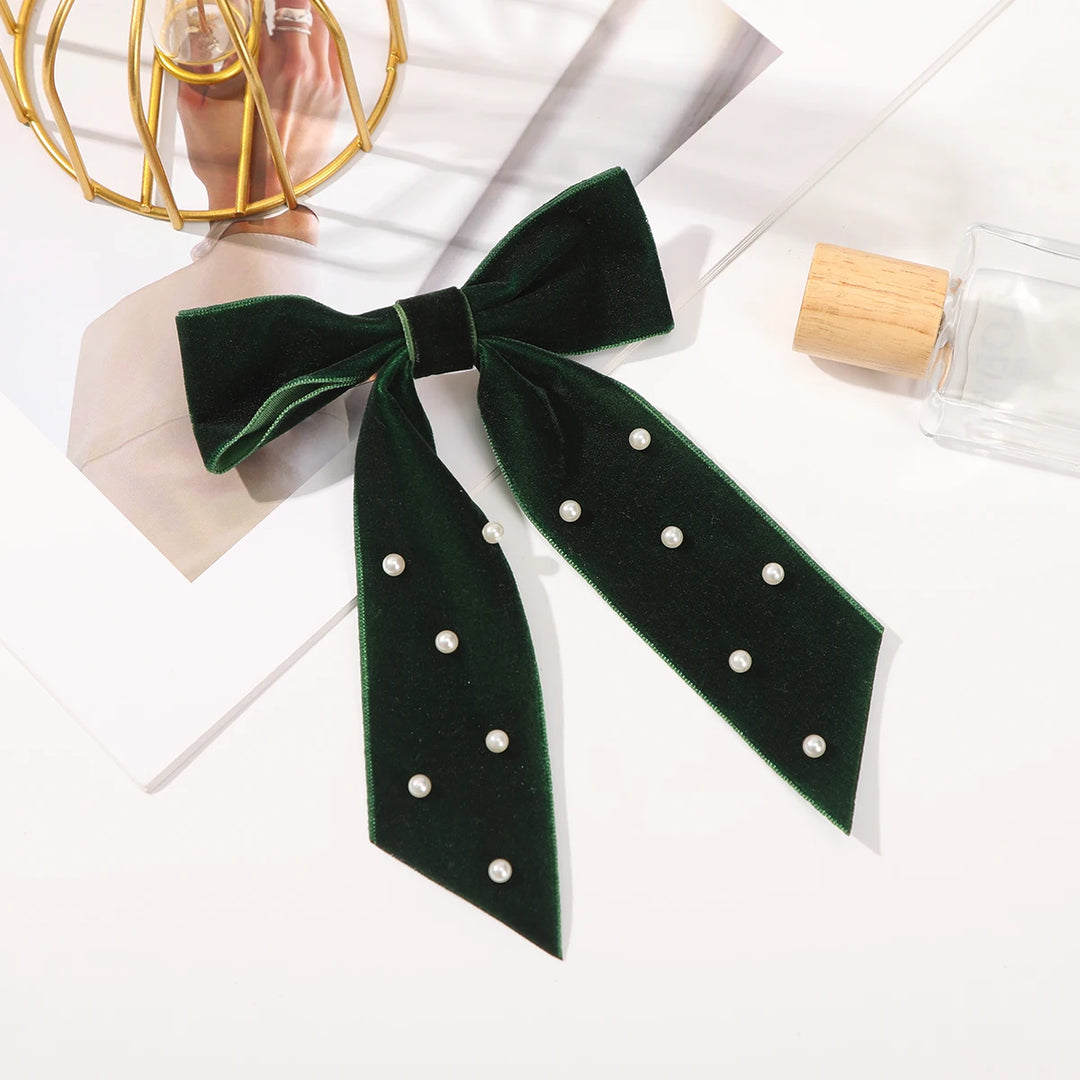 Vintage Large Velvet Bow Hair Clip Accessories - Divawearfashion