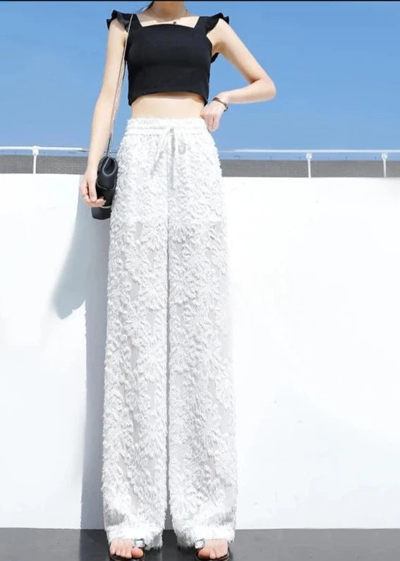 Casual Elastic Waist Loose Wide Leg Pants 