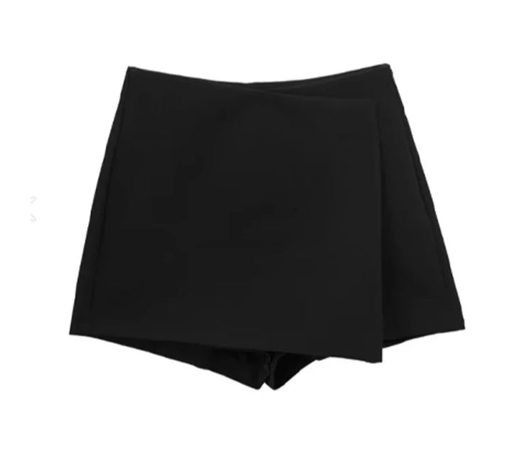 Asymmetric Shorts Skirts High Waist Side Zipper Skort - Divawearfashion