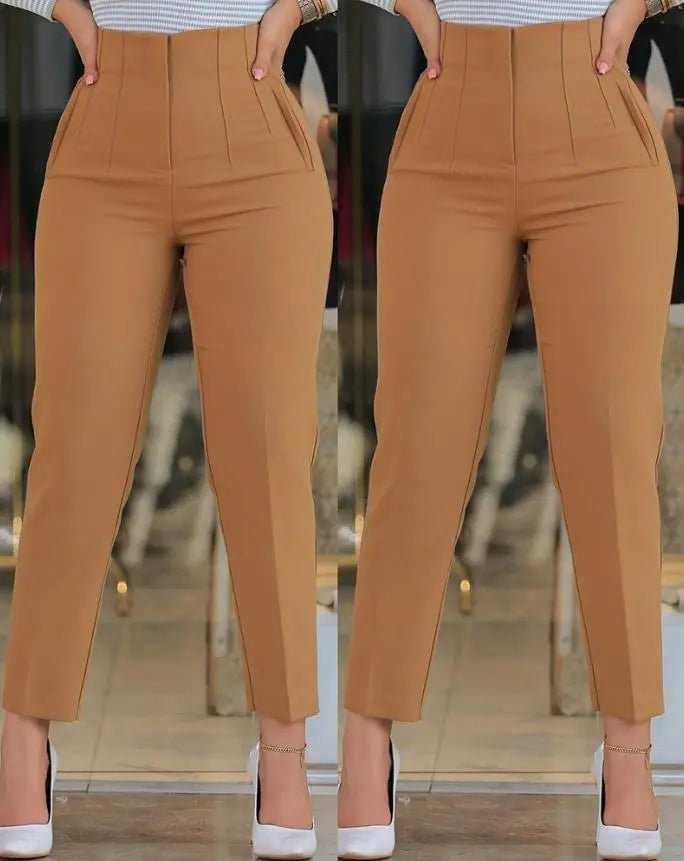 High Waist Cropped Pants - Divawearfashion