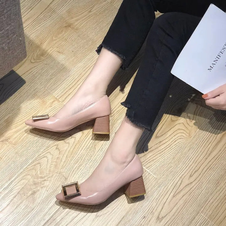 Pointed Thick Heel European Style - Divawearfashion