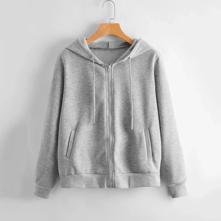 Casual Zipper Hooded Long Sleeve Sweatshirt