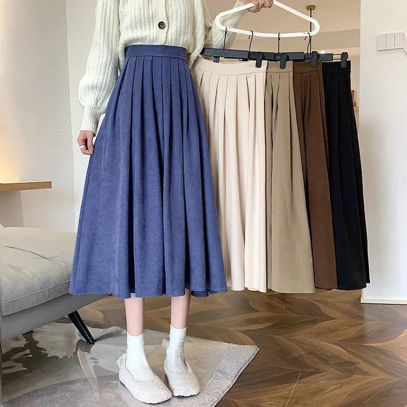 High Waist Pleated Long Skirt - Divawearfashion
