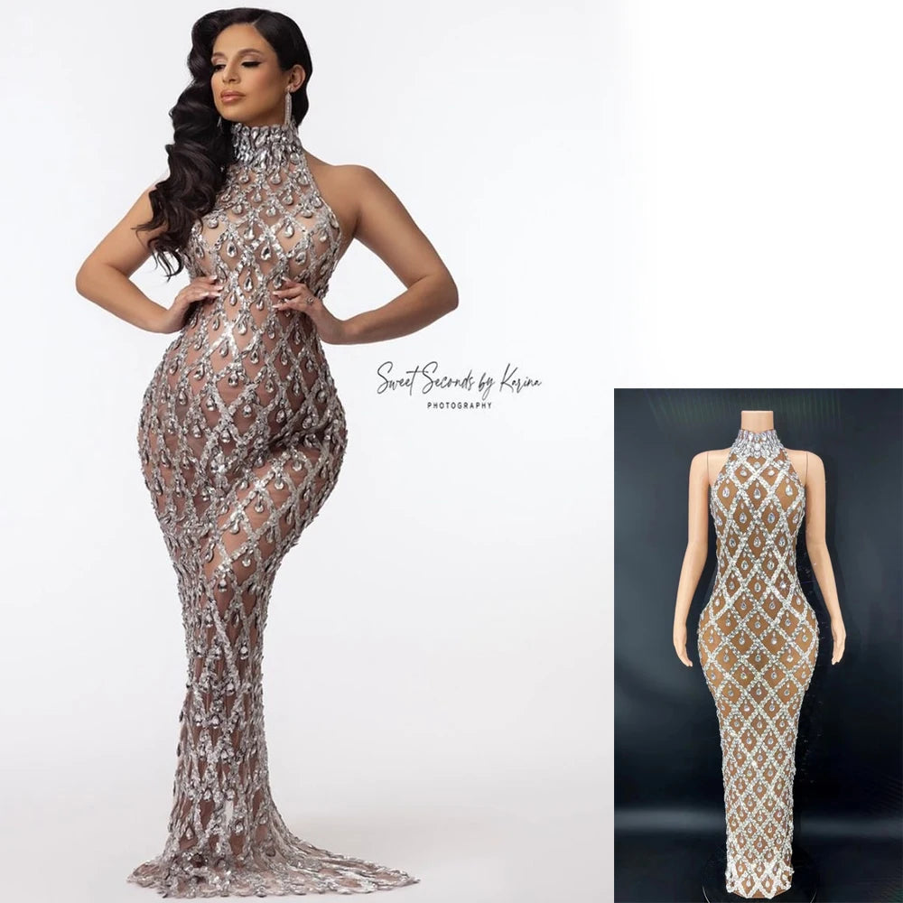 Stretch Fabric Lace Maxi Maternity Dress