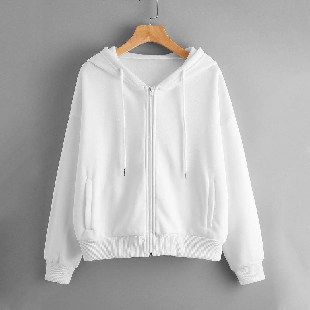 Casual Zipper Hooded Long Sleeve Sweatshirt