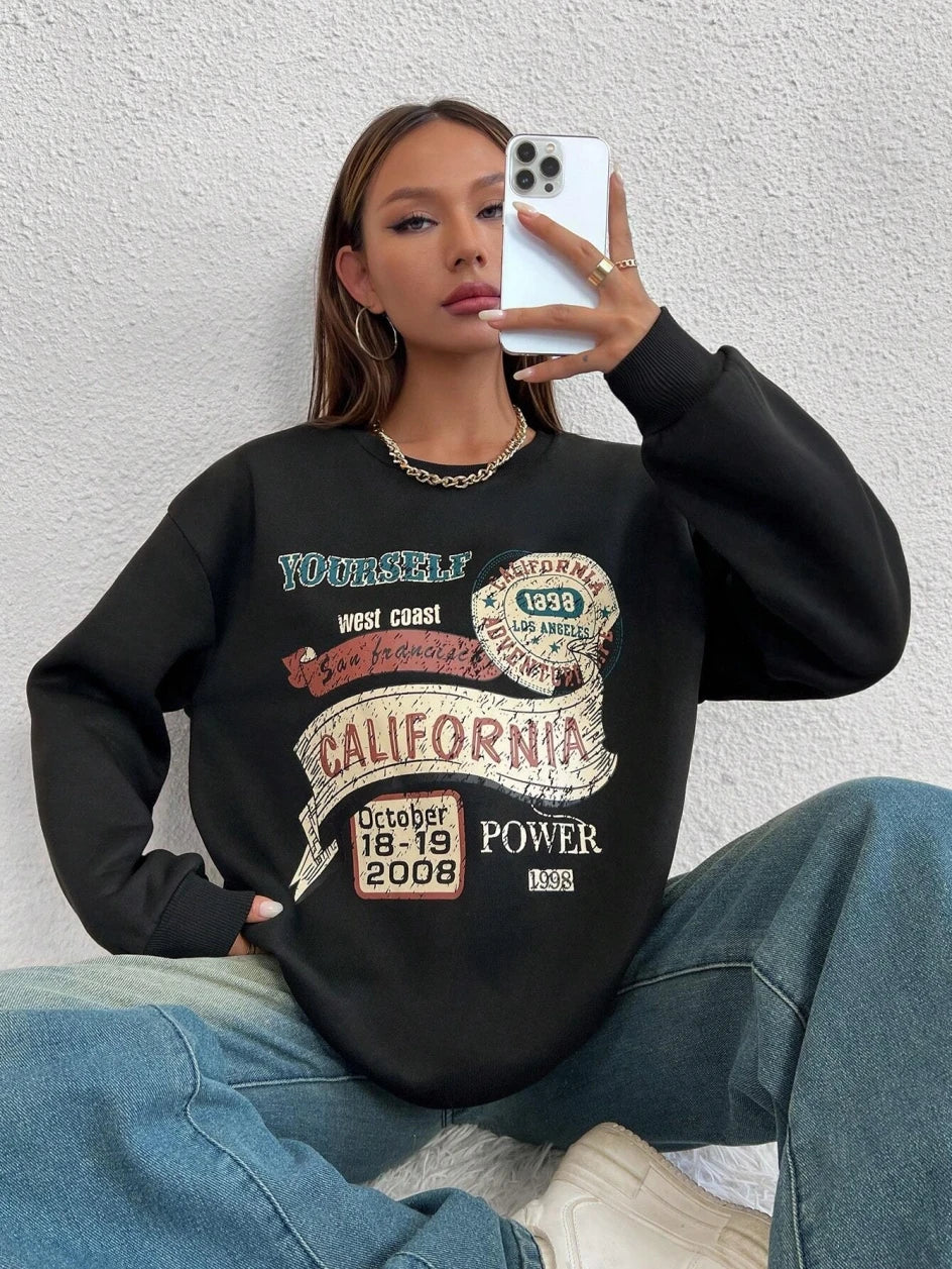 California Yourself Letter Printed Women Sweatshirt 
