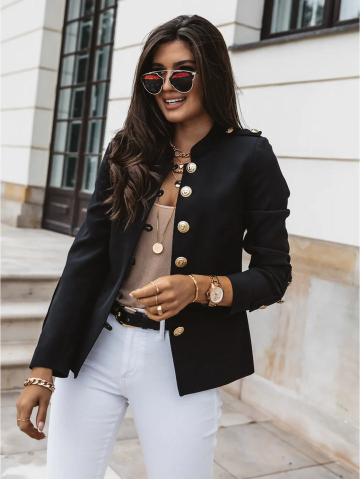 Casual O-neck Long Sleeve Blazer - Divawearfashion