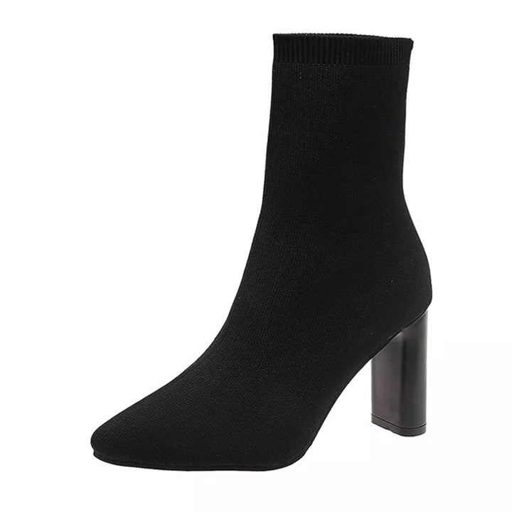 Stretch Socks Heel Boots - Divawearfashion