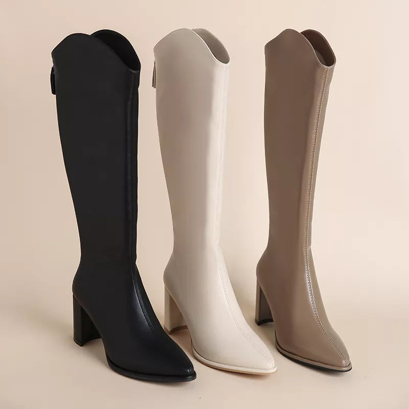Plus Size 34-43 New Women Boots Zipper with Short Heels - Divawearfashion