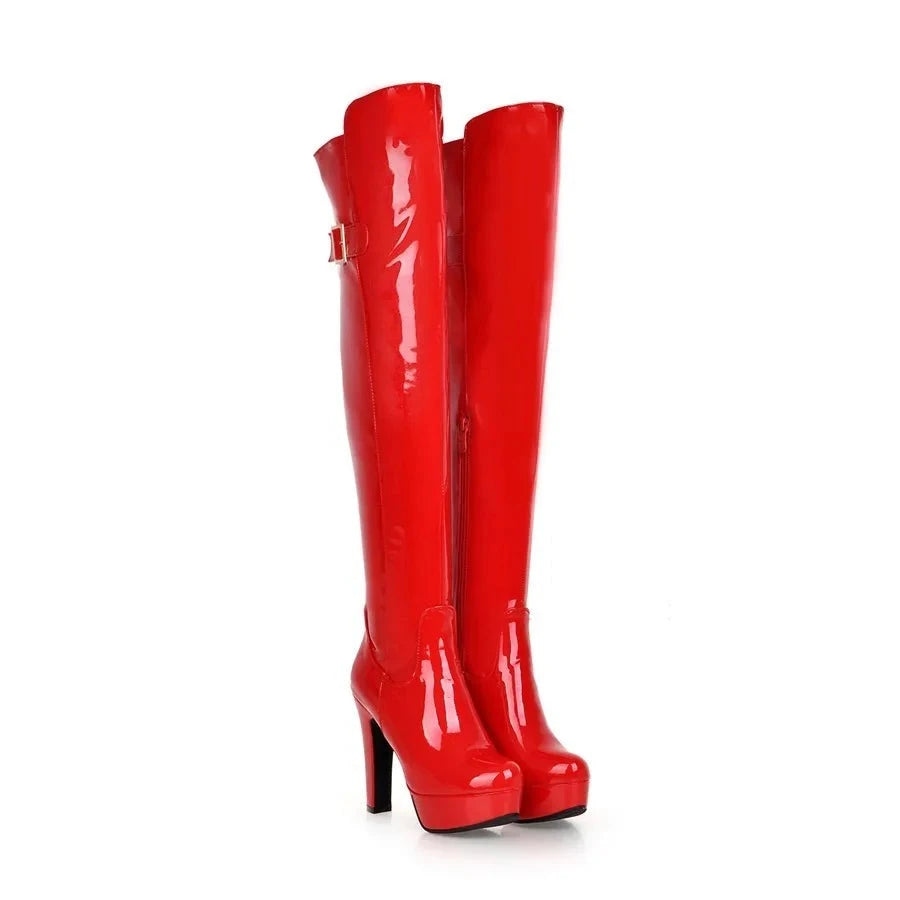 Thigh High Leather Boots - Divawearfashion
