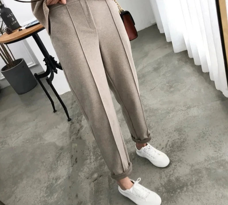 Thicken Wool Pencil Capri Style Pants - Divawearfashion