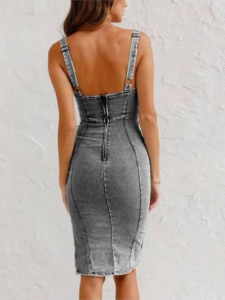 U Neck Halter Denim 