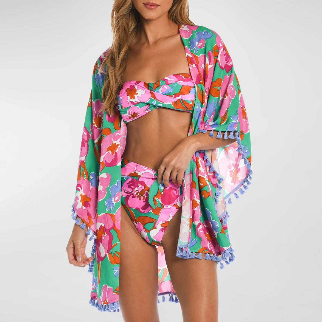 Floral Print One Piece Swimsuit with Cover Up  - Divawearfashion