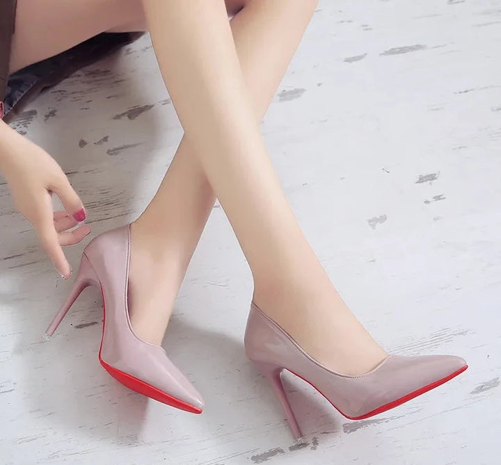 Red Sole Leather High Heels - Divawearfashion