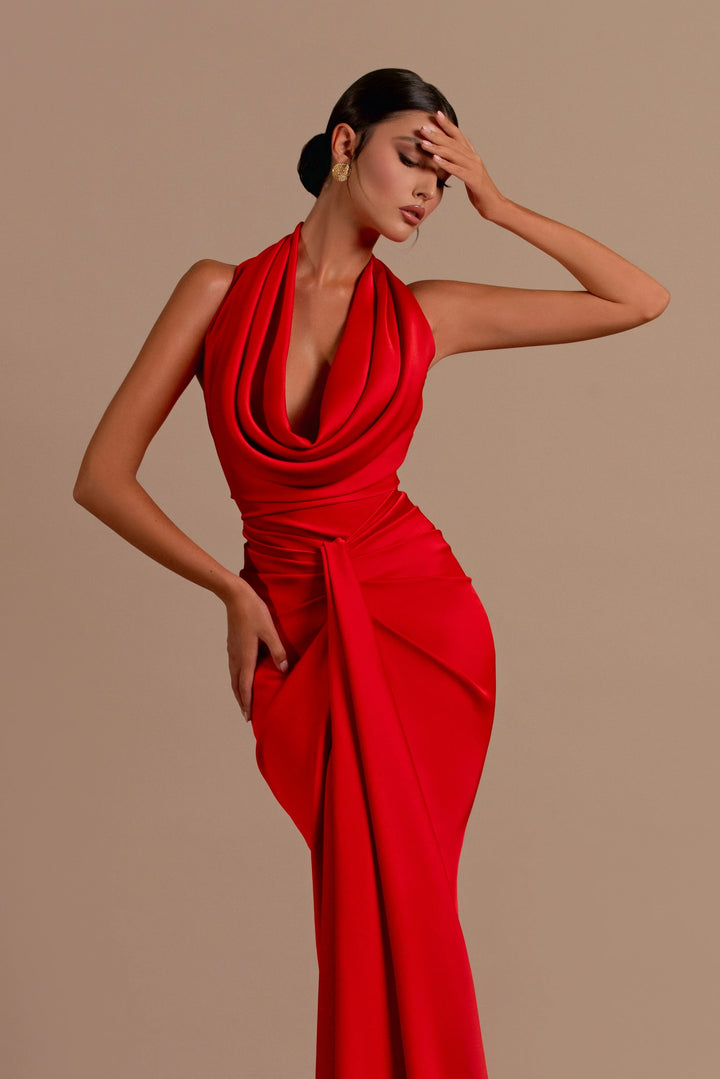 Sexy Backless Satin Long Maxi Dress 