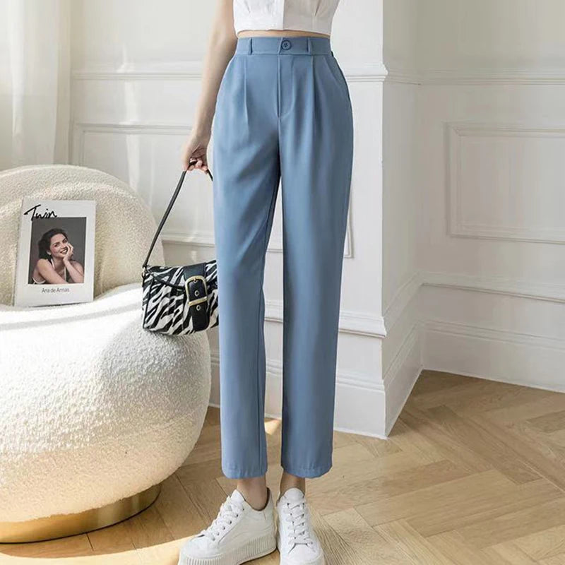 5 Colors Ankle-Length with High Waist Pencil Suit Pants - Divawearfashion