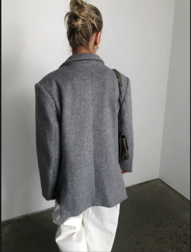 New Fashionable Basic Wool Jacket Basic Blazer - Divawearfashion
