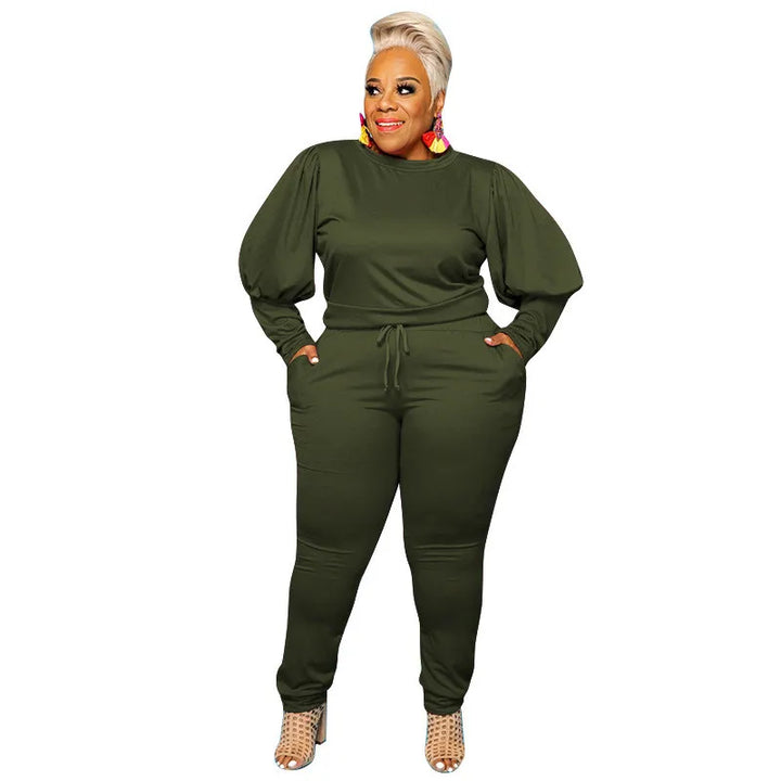 Plus Size 2 PC Stretch Top & Sweatpants suit