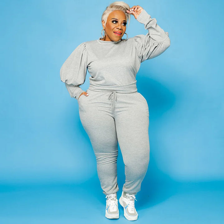 Plus Size 2 PC Stretch Top & Sweatpants suit